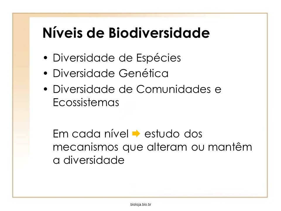 Conceitos e estimativas de biodiversidade slide 2