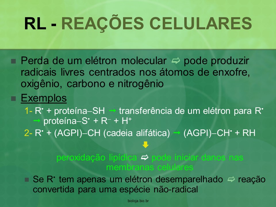 Oxigênio na biologia e bioquímica: O papel dos radicais livres slide 4