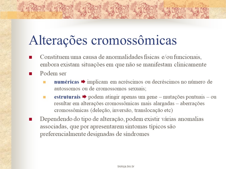 Alterações cromossômicas numéricas slide 1