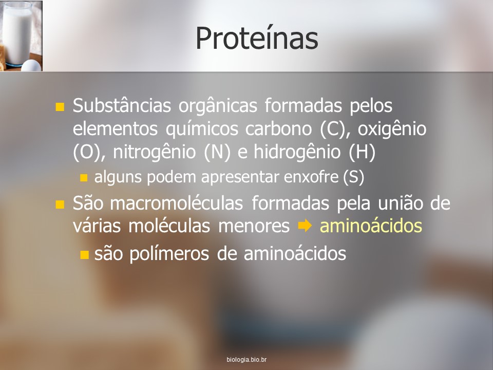Química celular e nutrição 4: Proteínas slide 1