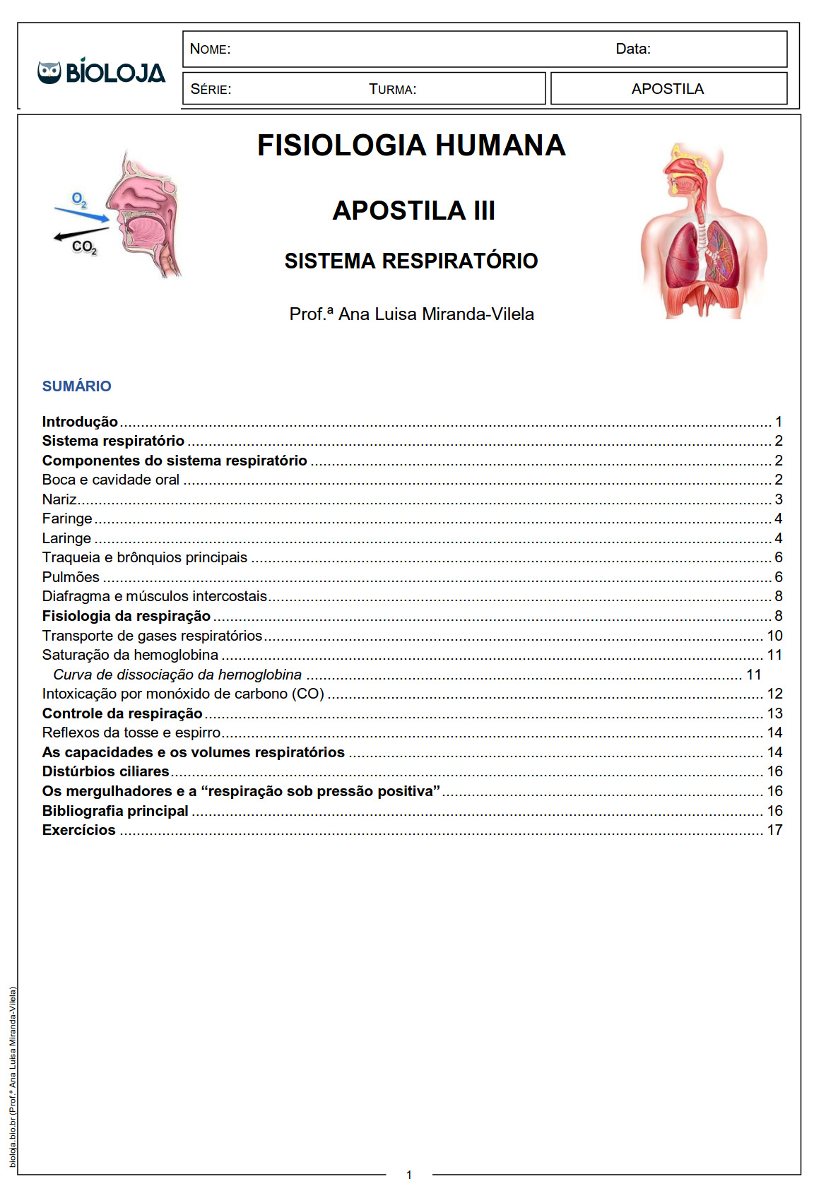 Apostila Fisiologia de órgãos e sistema III: sistema respiratório slide 0